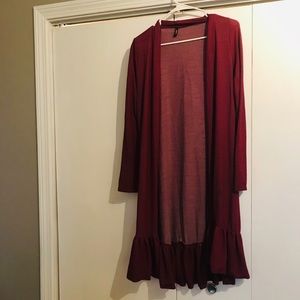 Long Ruffled Cardigan